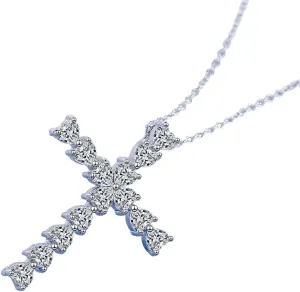 Heart Cut D Color Moissanite Jesus Cross Pendant For Women Men S925 Silver 18K White Gold Plated Necklace Wedding Jewelry Gift