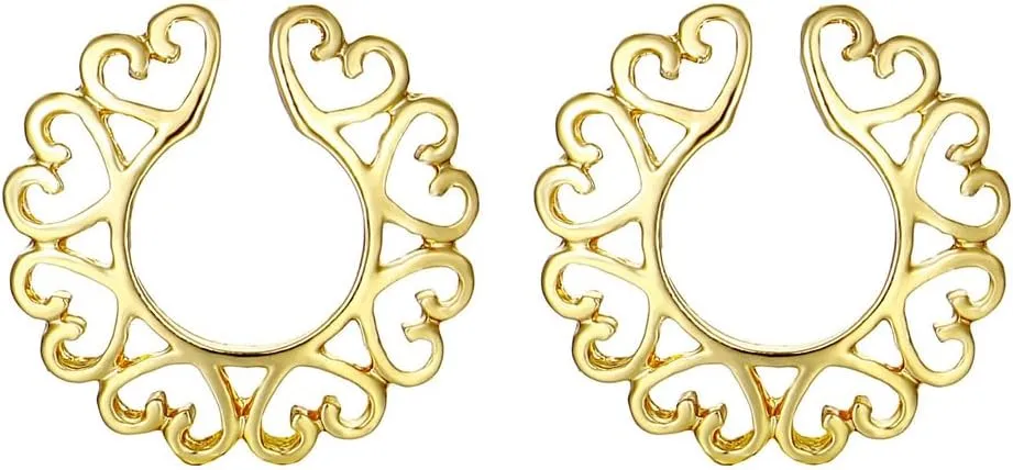Heart Non Piercing Nipple Rings Stainless Steel Fake Nipple Jewelry Adjustable Nipplerings Non Pierced Nipple Jewelry for Women (Gold)