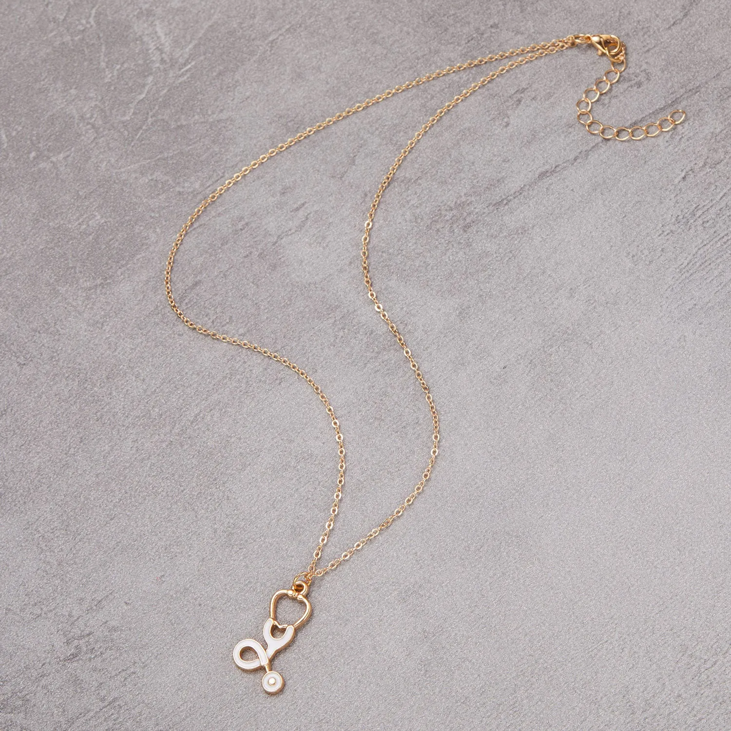 Heart Nurse Cap Doctor Necklaces Medical Equipment Stethoscope Syringe Pendant Hospital Style Jewelry