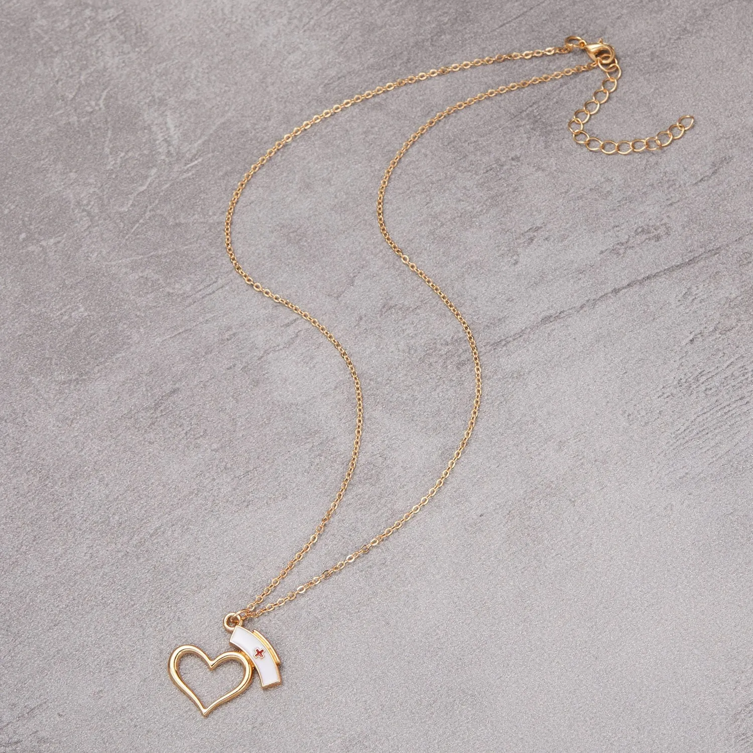 Heart Nurse Cap Doctor Necklaces Medical Equipment Stethoscope Syringe Pendant Hospital Style Jewelry