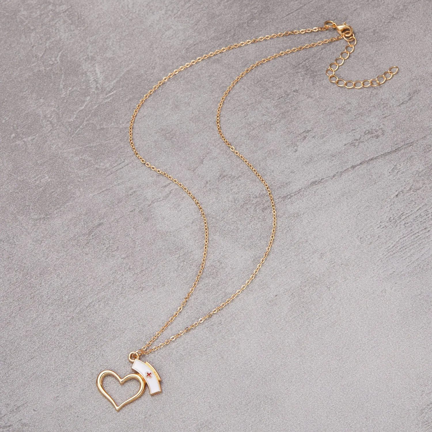 Heart Nurse Cap Doctor Necklaces Medical Equipment Stethoscope Syringe Pendant Hospital Style Jewelry