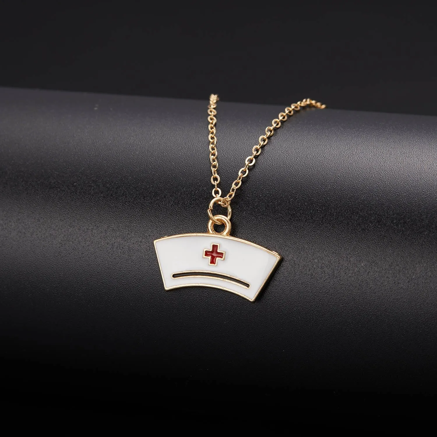 Heart Nurse Cap Doctor Necklaces Medical Equipment Stethoscope Syringe Pendant Hospital Style Jewelry