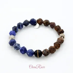 High-end, niche, stylish and unique blue stone Bronzite silver bracelets for men and women