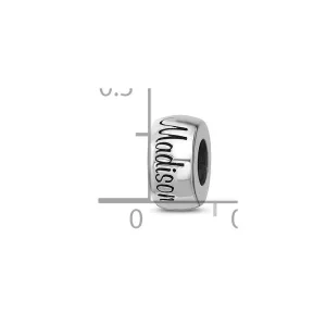 High Polished Personalized Charm Bead in Sterling Silver