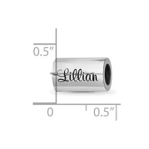 High Polished Personalized Cylinder Charm Bead in Sterling Silver