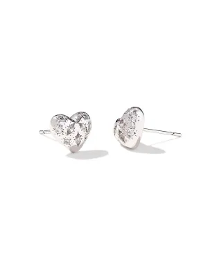 Holland Heart Stud Earring in Silver White Crystal