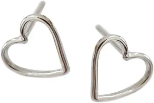 Hollow Heart Minimalist s925 Sterling Silver Stud Earrings for Women Cute Love Huggie Studs Fashion Simple Piercing Post Jewelry Hypoallergenic Gifts for Girlfriend Wife Mom Sensitive Ear