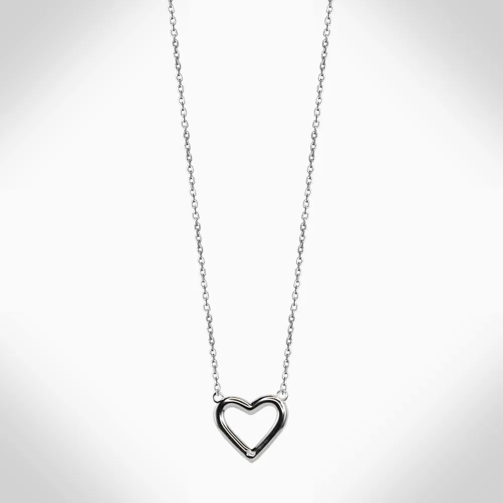 HOLLOW HEART- NJ664 STERLING SILVER NECKLACE