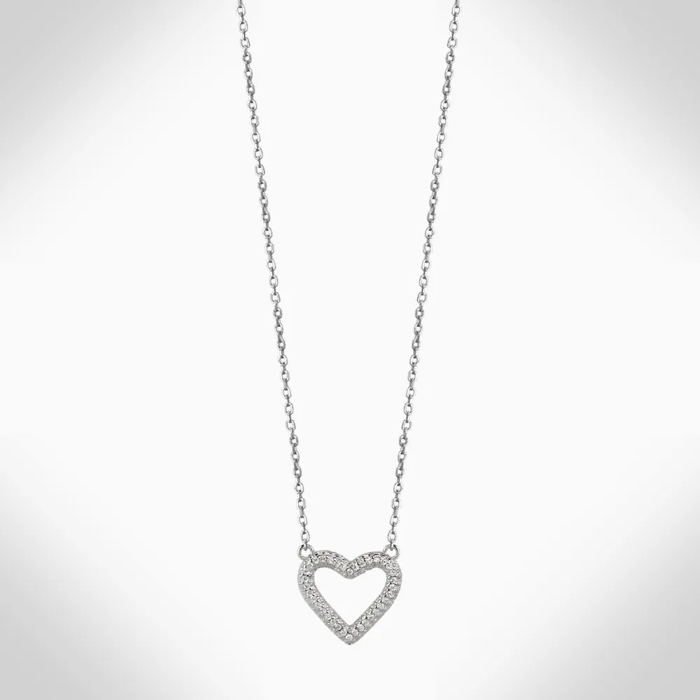 HOLLOW HEART- NJ664 STERLING SILVER NECKLACE