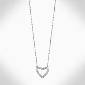 HOLLOW HEART- NJ664 STERLING SILVER NECKLACE