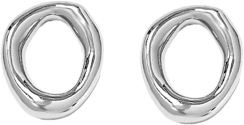 Hollow Round Stud Earrings for Women Geometry Irregular Circle Stud Earrings Stainless Steel Minimalist Statement Earrings Fashion Ear Jewelry