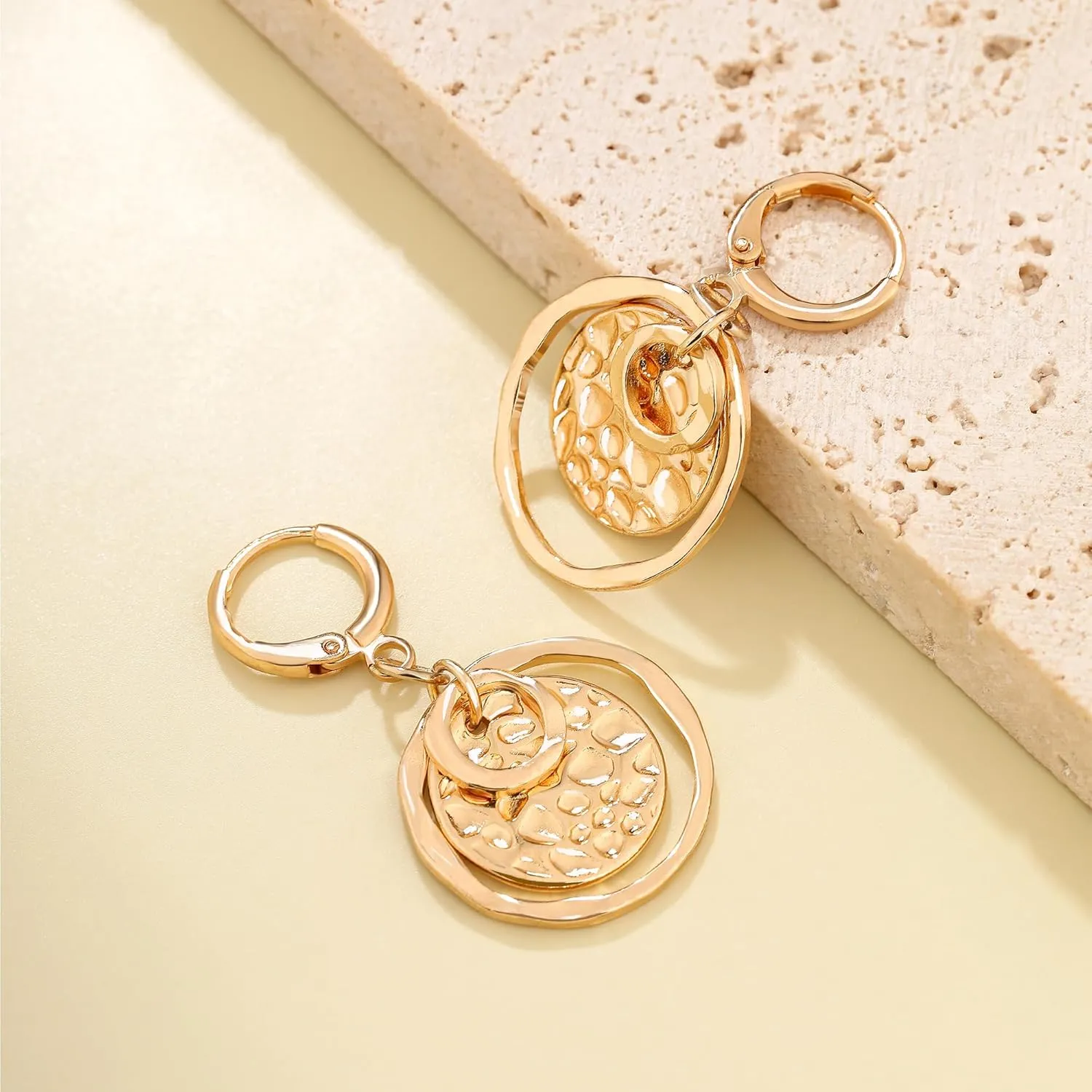 Hypoallergenic Plated Silver Circle Dangle Earrings Geometric Boho Earring for Women Dangling Hoop Bohemian Jewelry