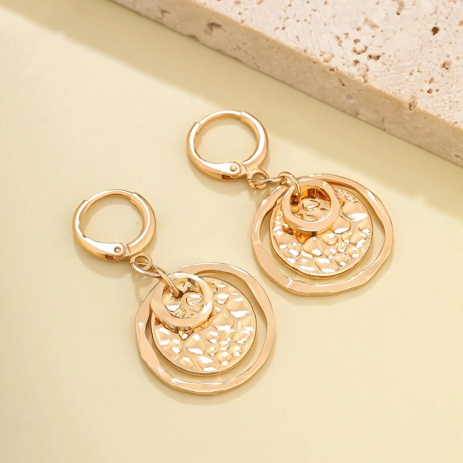 Hypoallergenic Plated Silver Circle Dangle Earrings Geometric Boho Earring for Women Dangling Hoop Bohemian Jewelry