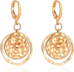 Hypoallergenic Plated Silver Circle Dangle Earrings Geometric Boho Earring for Women Dangling Hoop Bohemian Jewelry