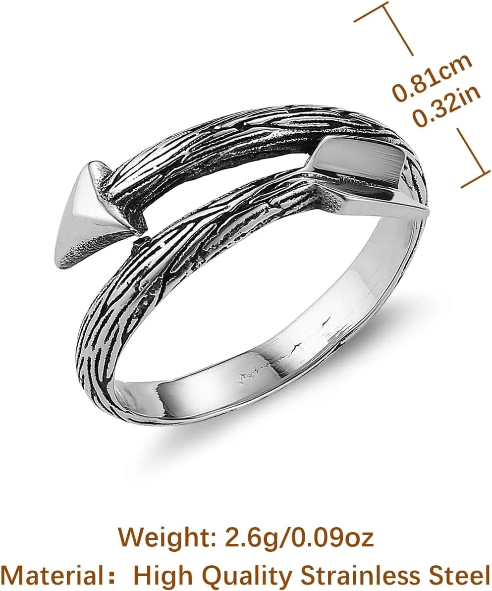 HZMAN Arrow Ring for Men Women Stainless Steel Retro Gothic Ring Jewelry Gift