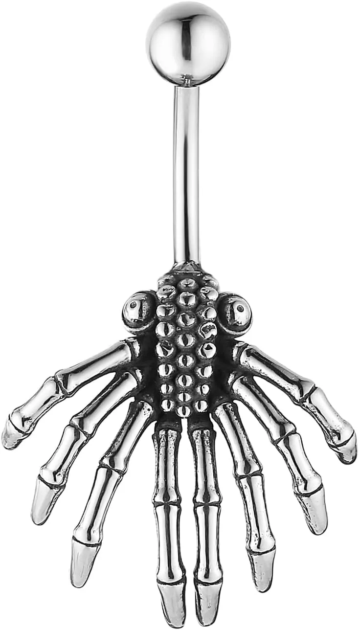 HZMAN Belly Button Rings for Women 14G Surgical Steel Belly Rings Gothic Alien Facehugger Belly Rings Navel Piercing Jewelry