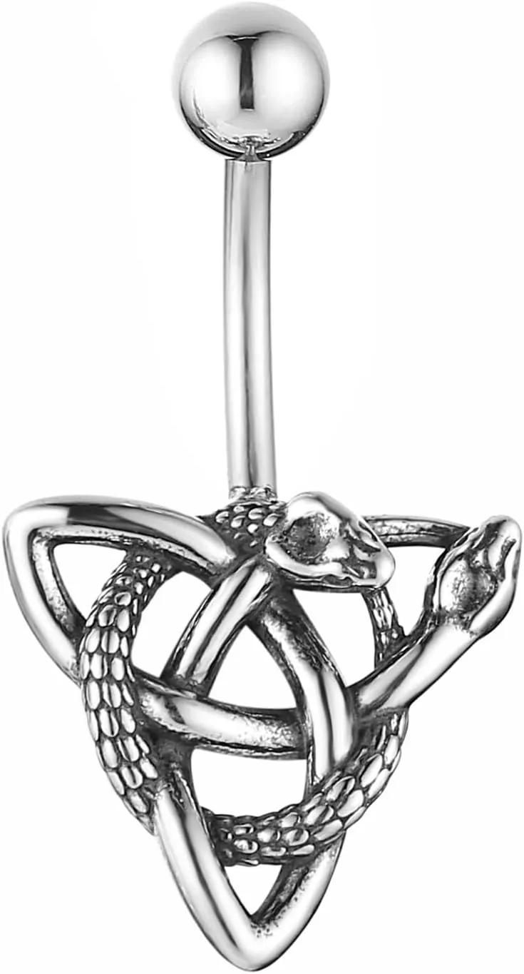 HZMAN Belly Button Rings for Women 14G Surgical Steel Belly Rings Gothic Celtic Knot Belly Rings Navel Piercing Jewelry