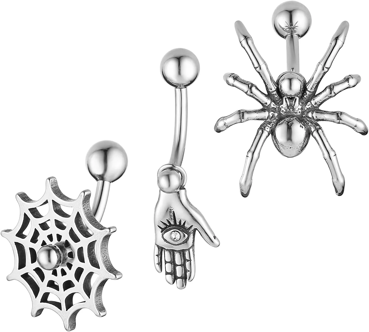 HZMAN Belly Button Rings for Women 14G Surgical Steel Belly Rings Retro Gothic Belly Rings Navel Piercing Jewelry