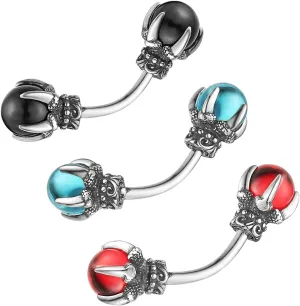 HZMAN Belly Button Rings for Women 14G Surgical Steel Gothic Dragon Claw Belly Rings Navel Piercing Jewelry