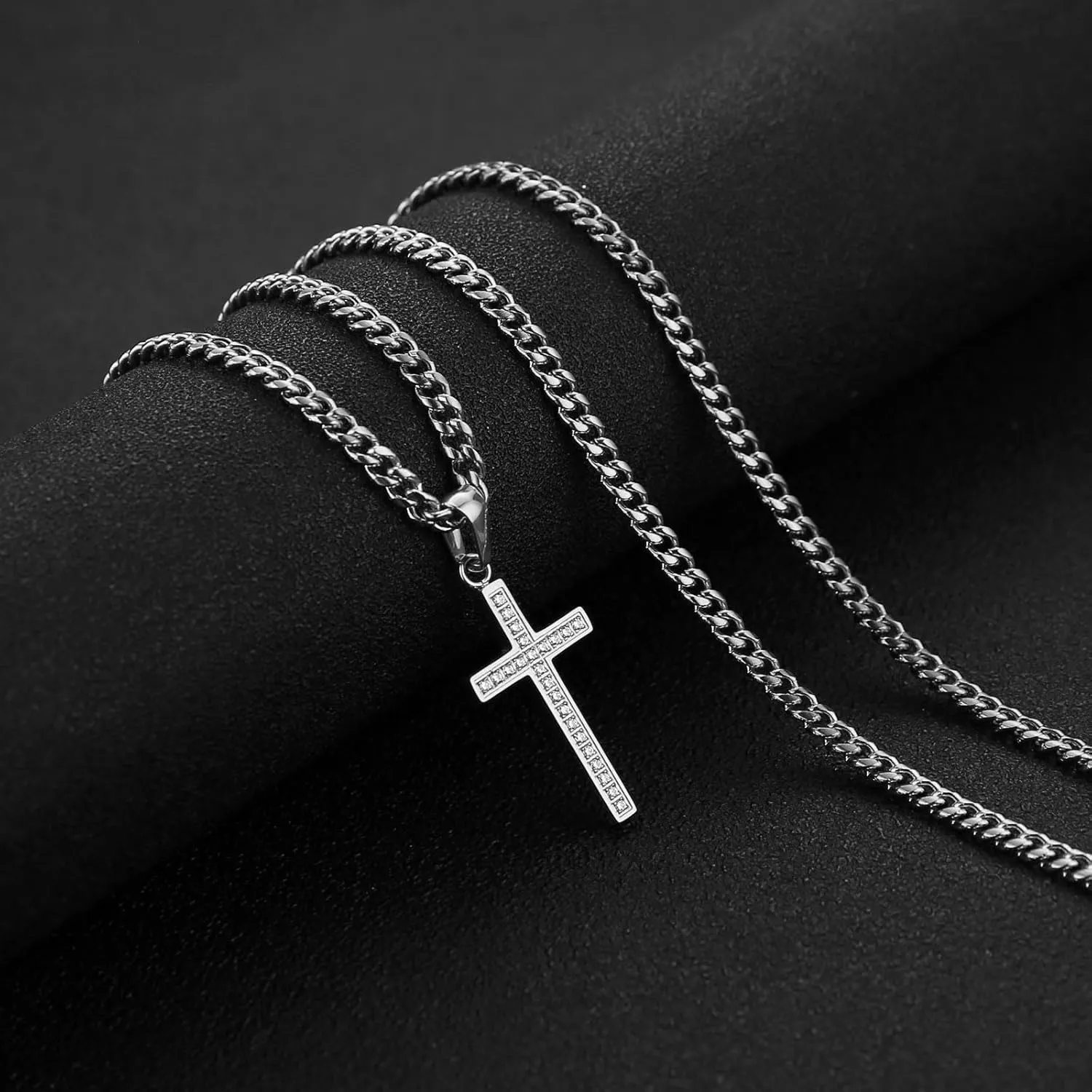 HZMAN Cross Necklace for Women Dainty Stainless Steel Cubic Zirconia crucifix Necklace Confirmation Gifts