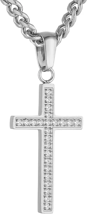 HZMAN Cross Necklace for Women Dainty Stainless Steel Cubic Zirconia crucifix Necklace Confirmation Gifts