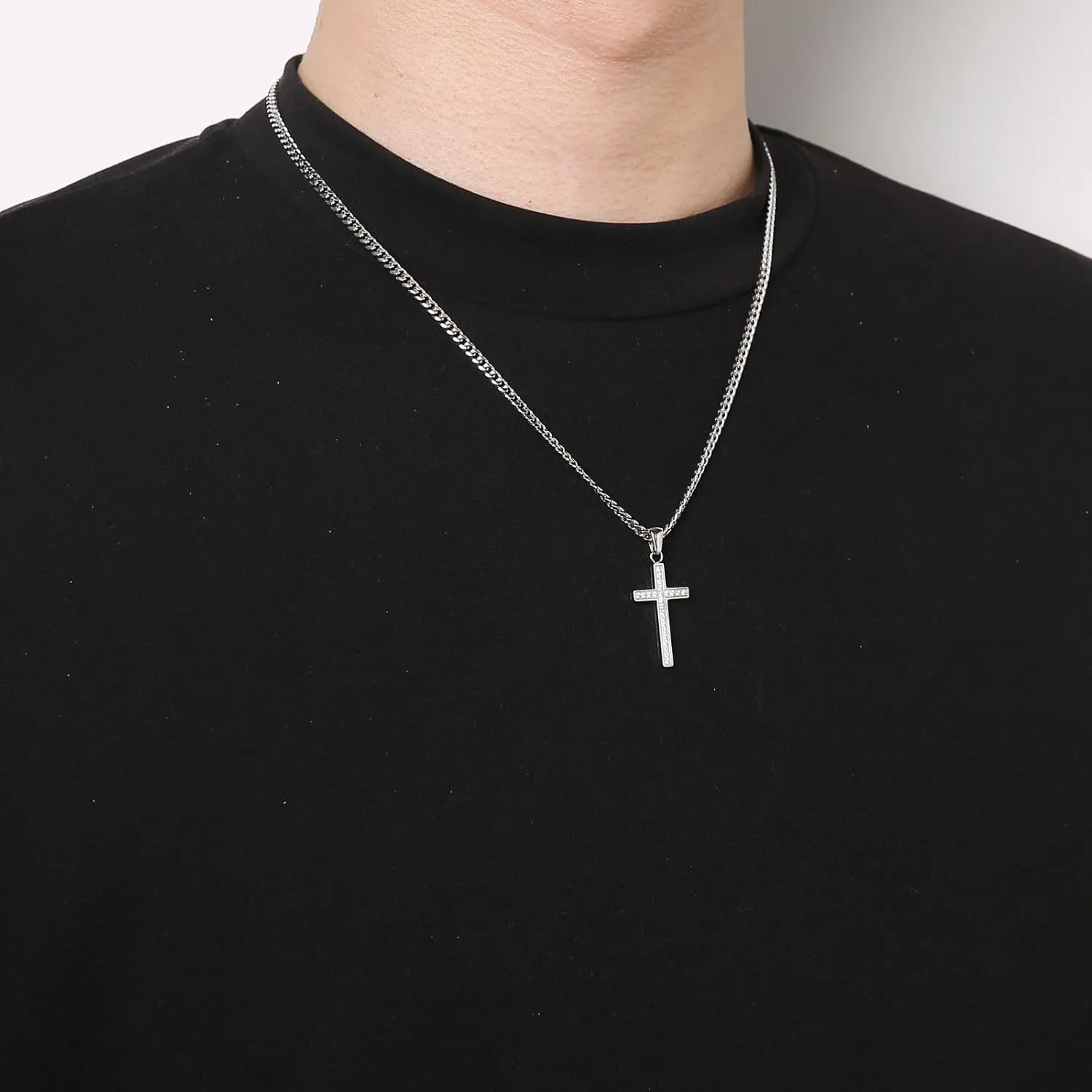 HZMAN Cross Necklace for Women Dainty Stainless Steel Cubic Zirconia crucifix Necklace Confirmation Gifts