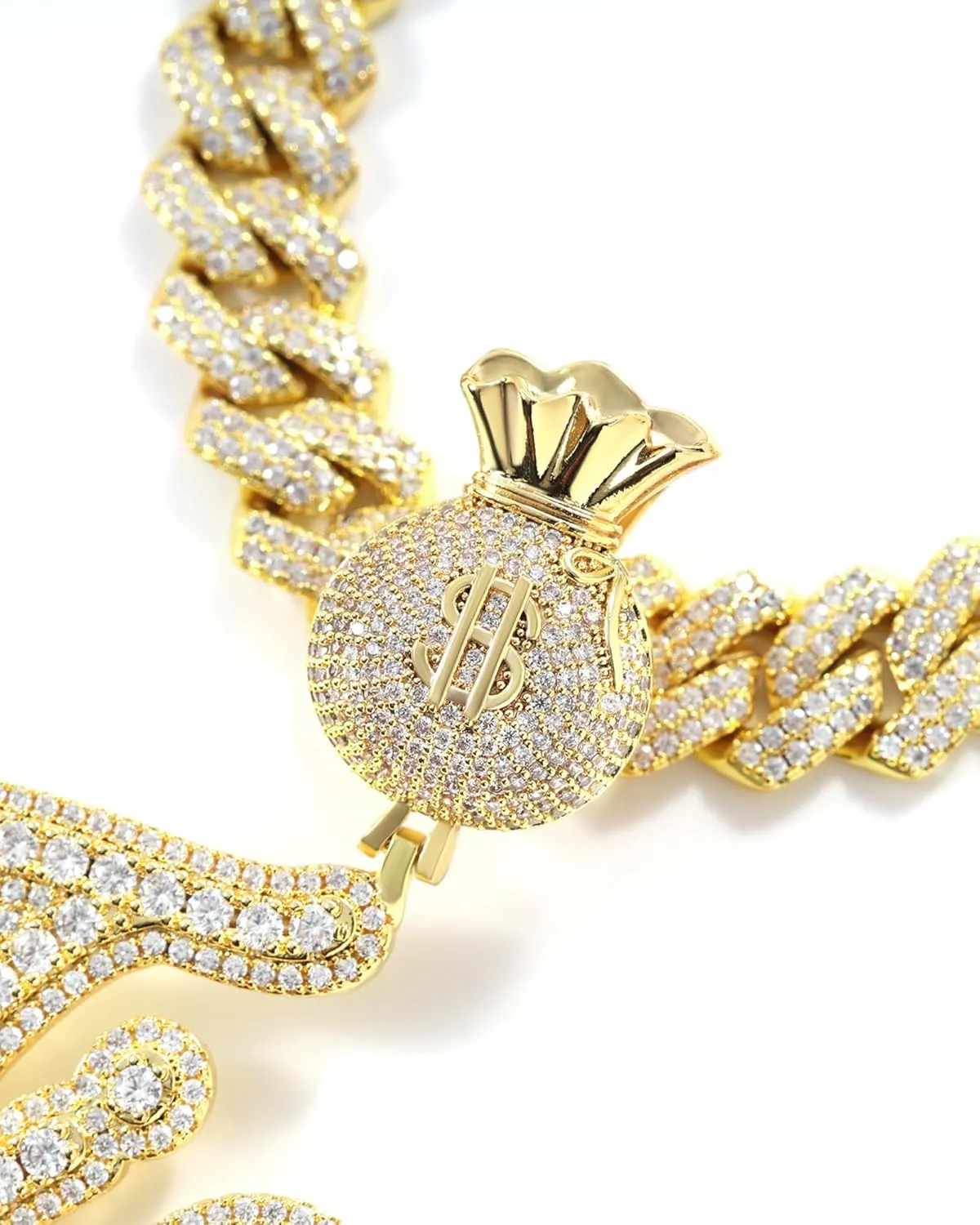 Iced Out Custom Name Necklace Personalized with Cuban Link Chain for Men and Women, Hip Hop 14k Real Gold Plated Initial Letter Pendant Necklaces, Handmade Customized Nameplate Jewelry for Rappers