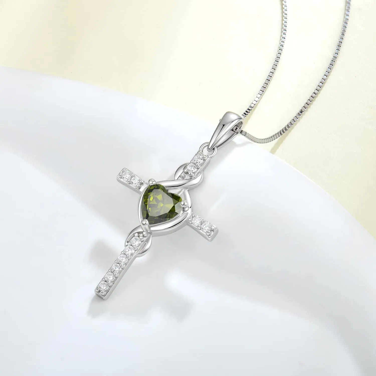 Infinity Cross Necklace 925 Sterling Silver Crucifix Christian Religious Pendant Birthstone Jewelry Gifts for Women