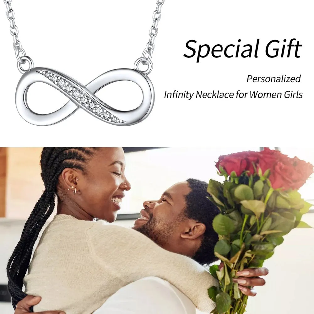 Infinity Necklace for Women Cubic Zirconia Infinity Necklace Sterling Silver Jewelry Birthday Christmas Gift for Her Wife Mom
