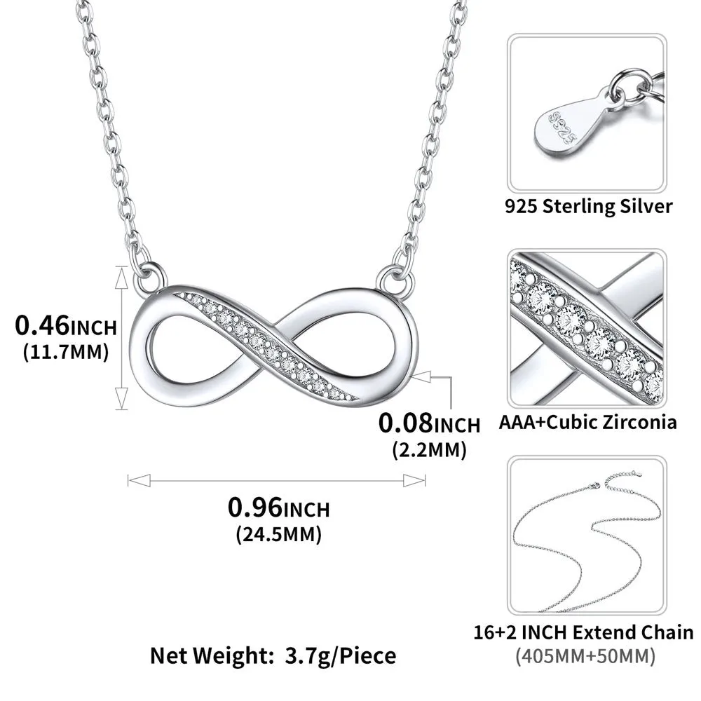 Infinity Necklace for Women Cubic Zirconia Infinity Necklace Sterling Silver Jewelry Birthday Christmas Gift for Her Wife Mom
