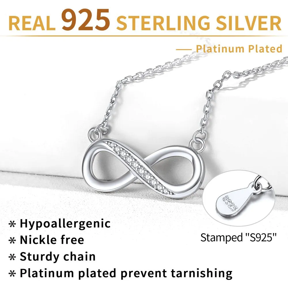 Infinity Necklace for Women Cubic Zirconia Infinity Necklace Sterling Silver Jewelry Birthday Christmas Gift for Her Wife Mom