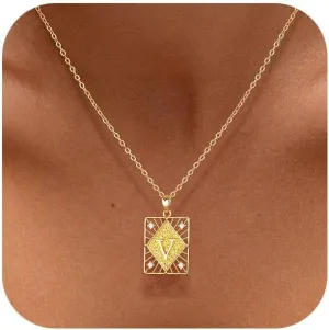 Initial Necklace for Women Dainty 14K Gold Plated Letter Pendant Choker Capital Alhpabets Monogram Name Personalized Charm Chain Necklaces Trendy Jewelry Gift