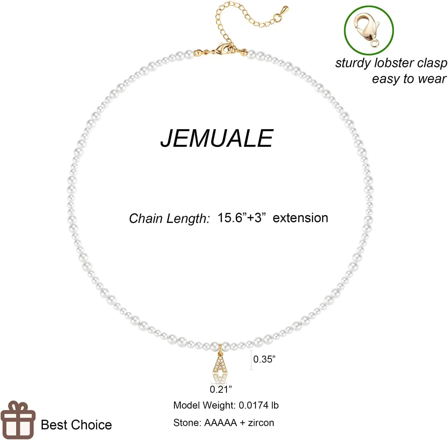 Initial Pearl Necklaces for Women 14K Gold Plated Dainty Pearl Chain Necklace Initial Charm Pendant Pearl Choker Jewelry