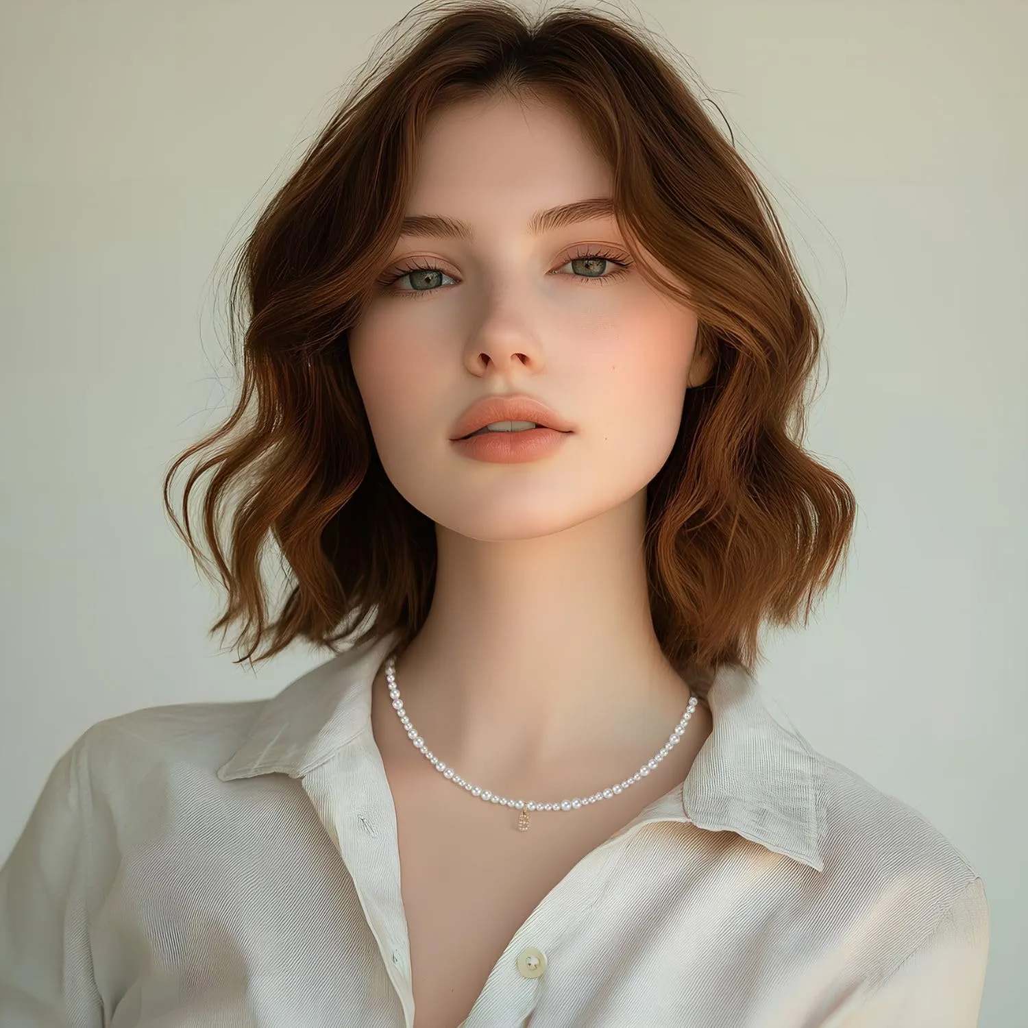 Initial Pearl Necklaces for Women 14K Gold Plated Dainty Pearl Chain Necklace Initial Charm Pendant Pearl Choker Jewelry