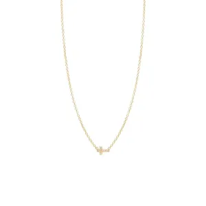 Itty Bitty Diamond Cross Necklace in Yellow Gold