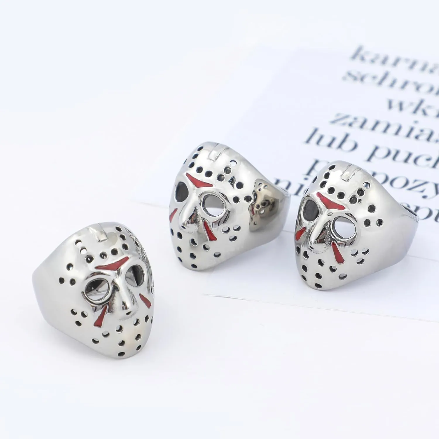 Jason Mask Ring Stainless Steel Rings for Women Mens Jason Ring Perfect Gifts for Halloween,Size 7-13,Fashion Punk Rings Jewelry Decorations
