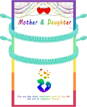 JENDEAR SHINE 2Pcs Mother Daughter Rope Bracelet, Mom and Me Braided Rope Bracelet, Mom Women Gift Bracelet