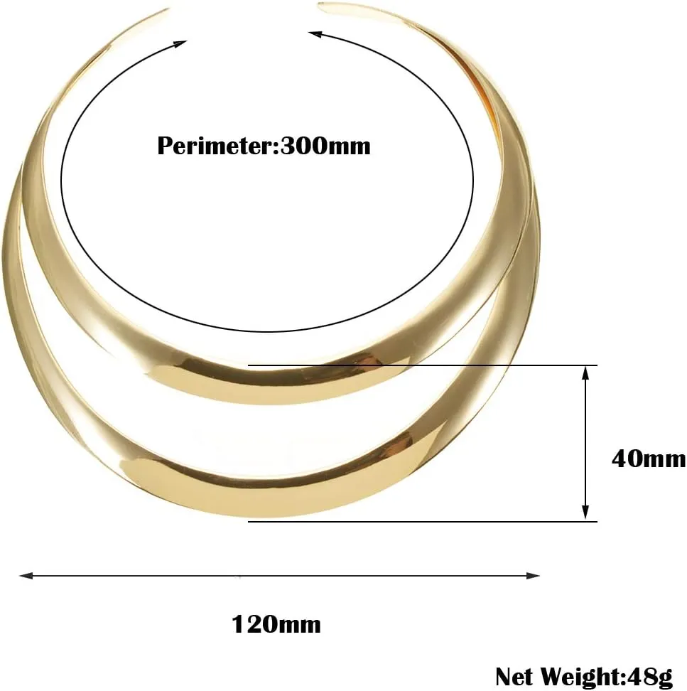 Jerollin Gold/Silver Choker Collar Necklaces for Women, Stainless Steel Gold Statement Necklace Open Choker Bib Necklace African Jewelry Necklace