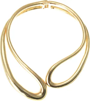 Jerollin Gold/Silver Choker Collar Necklaces for Women, Stainless Steel Gold Statement Necklace Open Choker Bib Necklace African Jewelry Necklace