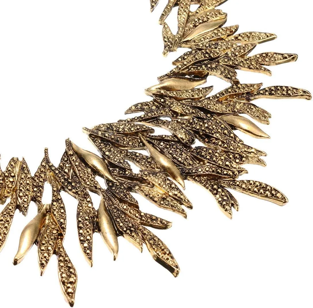 Jerollin Women's Statement Collar Choker Chuncky Bib Necklace Set, African Sparkling Canine Shape Fringe Necklace