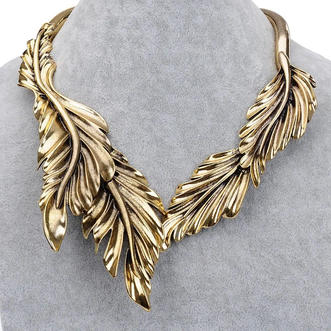 Jerollin Women's Statement Collar Choker Chuncky Bib Necklace Set, African Sparkling Canine Shape Fringe Necklace