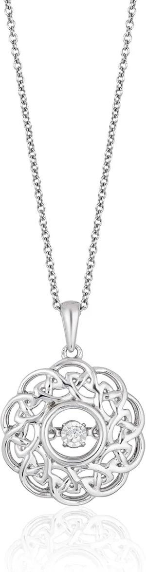 Jewelili Enchanted Disney Fine Jewelry Sterling Silver Diamond Accent Merida Dancing Pendant Necklace