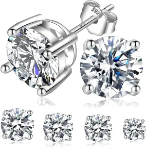Jewelry Moissanite Stud Earrings For Women, 0.2-8CT Four-Prong S925 Sterling Silver Unisex Earring, (D Color VVS1 Clarity Moissanite) Hypoallergenic 14K White Gold/Gold Plated Earrings For Men Women Gift