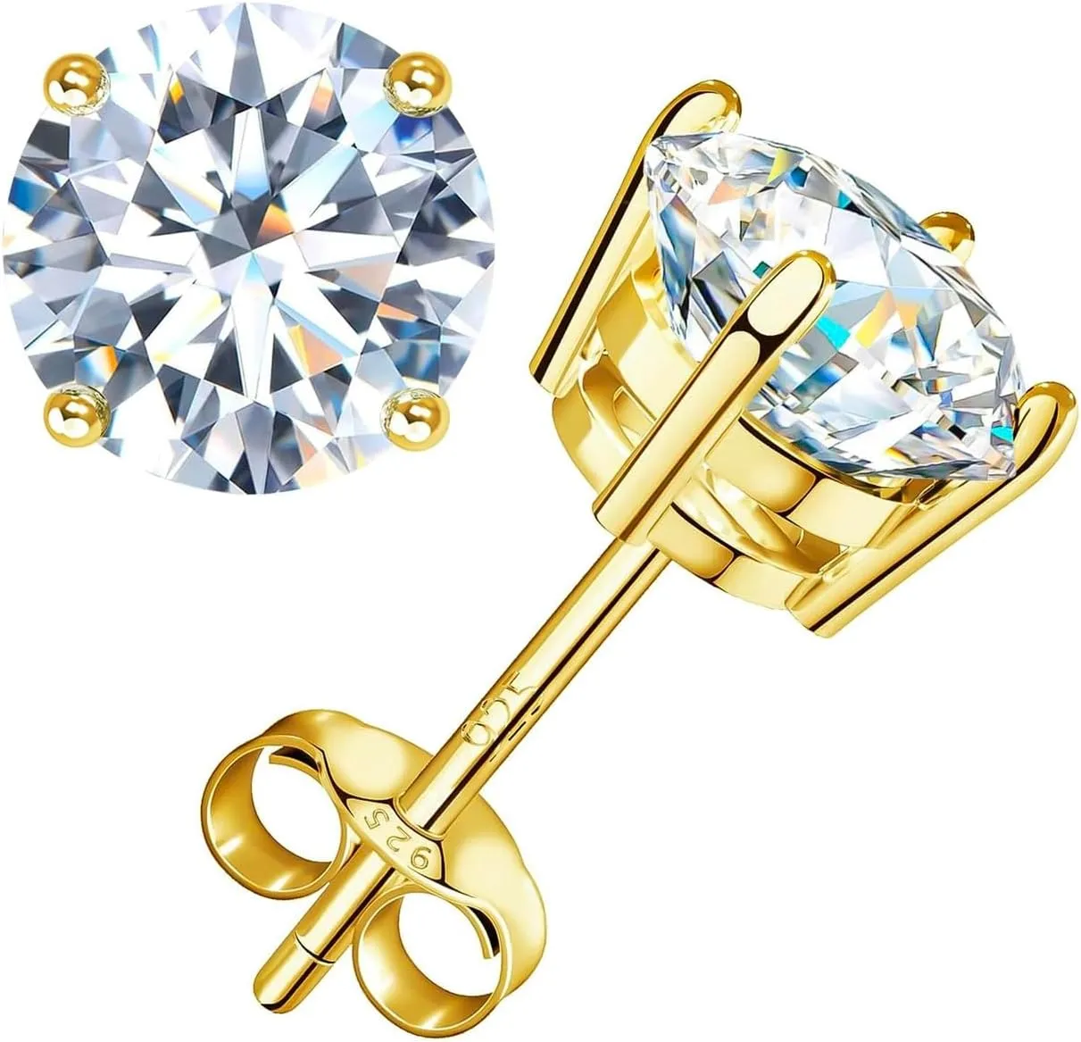 Jewelry Moissanite Stud Earrings For Women, 0.2-8CT Four-Prong S925 Sterling Silver Unisex Earring, (D Color VVS1 Clarity Moissanite) Hypoallergenic 14K White Gold/Gold Plated Earrings For Men Women Gift