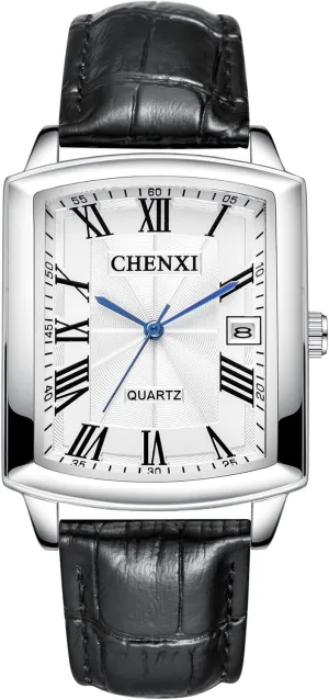JewelryWe Women Square Leather Watches: Analog Easy Read Quartz Wristwatch Simple Elegant Casual Dress Watch