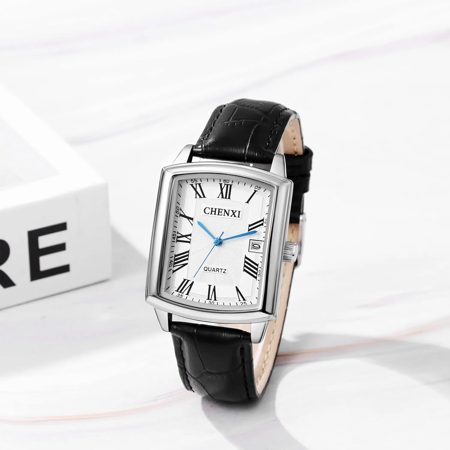 JewelryWe Women Square Leather Watches: Analog Easy Read Quartz Wristwatch Simple Elegant Casual Dress Watch