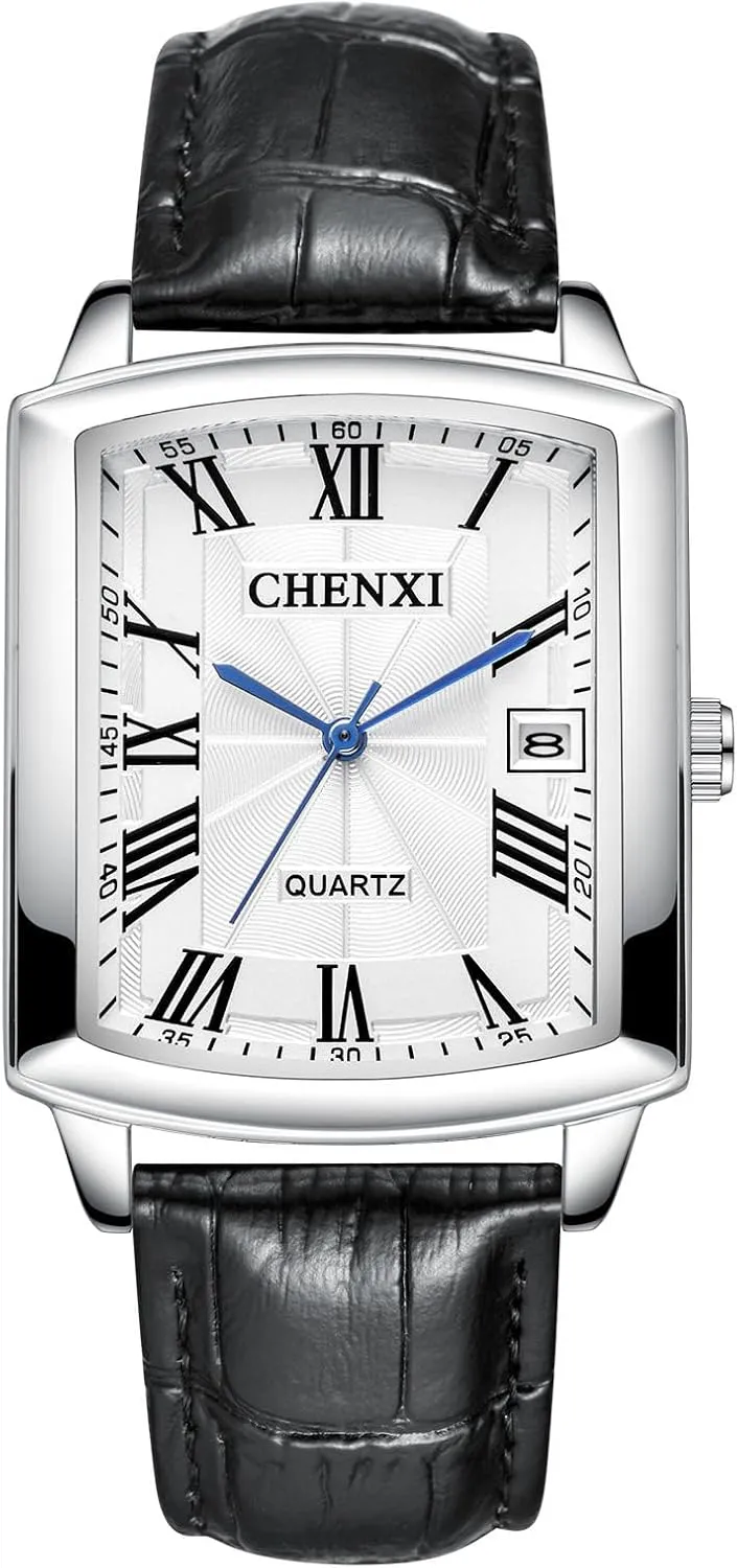 JewelryWe Women Square Leather Watches: Analog Easy Read Quartz Wristwatch Simple Elegant Casual Dress Watch