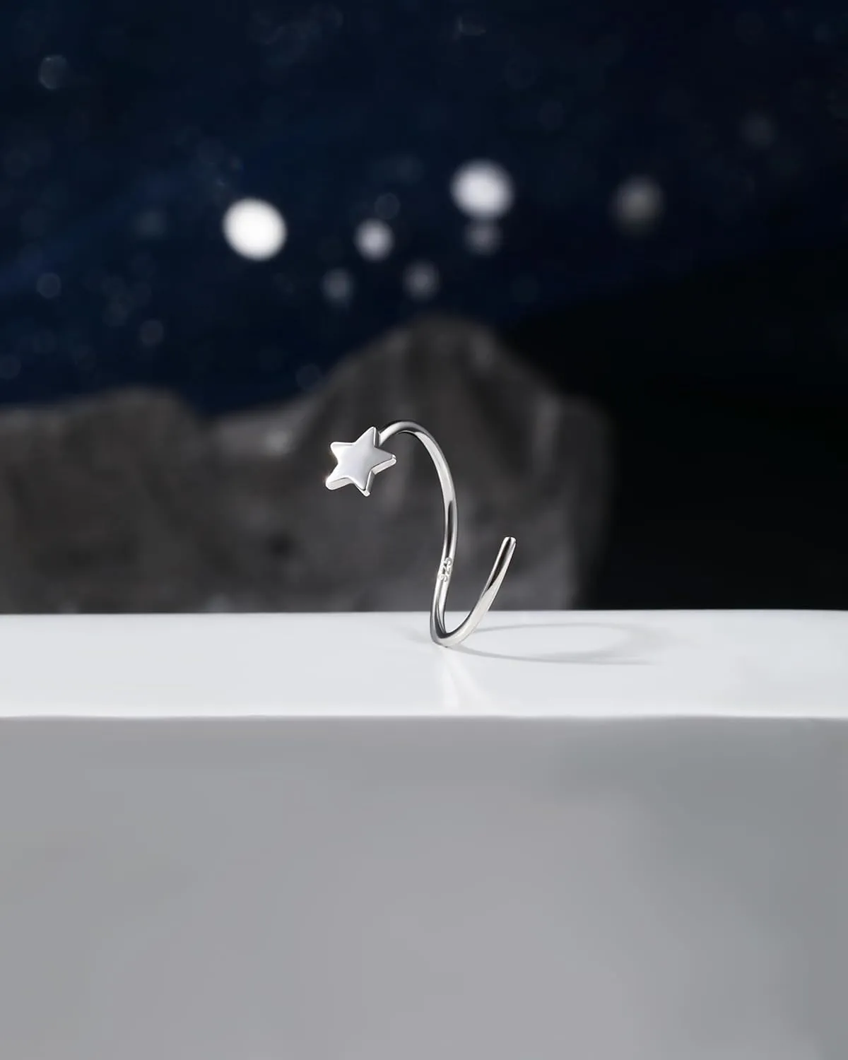 Jewseen 20g Nose Rings Hoops 925 Sterling Silver Nose Piercing Jewelry Star Cartilage Hoop Earrings Helix Rook Daith Tragus Earrings for Women