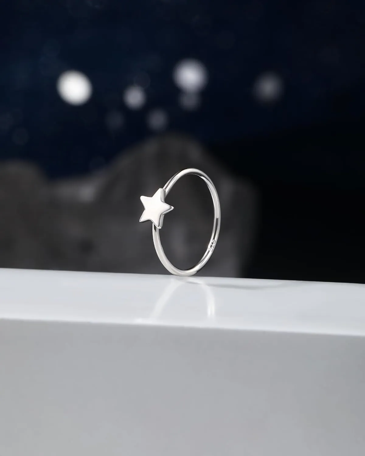 Jewseen 20g Nose Rings Hoops 925 Sterling Silver Nose Piercing Jewelry Star Cartilage Hoop Earrings Helix Rook Daith Tragus Earrings for Women