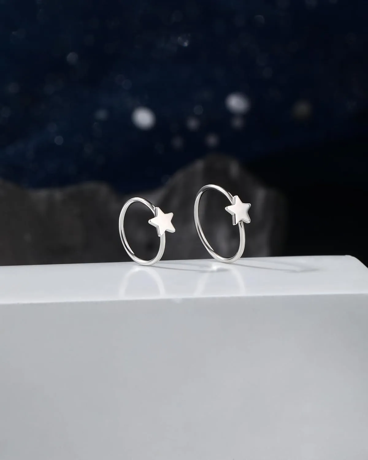 Jewseen 20g Nose Rings Hoops 925 Sterling Silver Nose Piercing Jewelry Star Cartilage Hoop Earrings Helix Rook Daith Tragus Earrings for Women